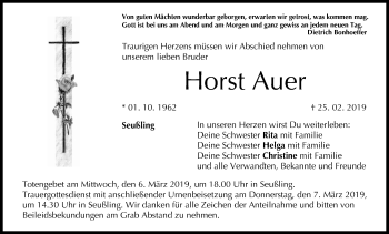 Anzeige von Horst Auer von MGO
