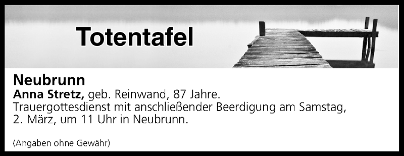  Traueranzeige für Totentafel vom 02.03.2019 vom 02.03.2019 aus MGO