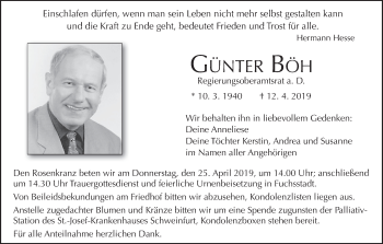 Anzeige von Günter Böh von MGO