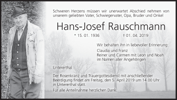 Anzeige von Hans-Josef Rauschmann von MGO
