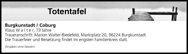  Traueranzeige für Totentafel vom 11.04.2019 vom 11.04.2019 aus MGO