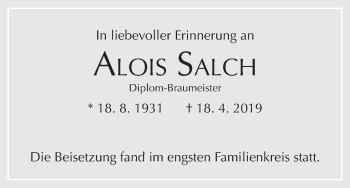 Anzeige von Alois Salch von MGO