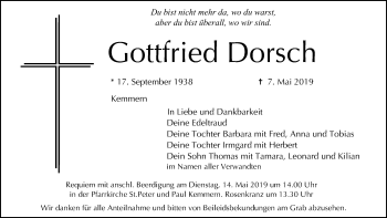 Anzeige von Gottfried Dorsch von MGO