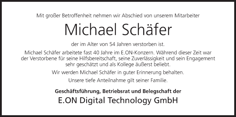  Traueranzeige für Michael Schäfer vom 25.05.2019 aus MGO