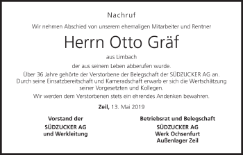 Anzeige von Otto Gräf von MGO