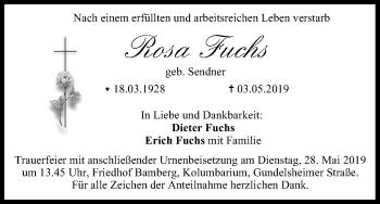 Traueranzeige von Rosa Fuchs
