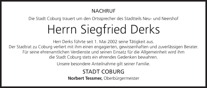  Traueranzeige für Siegfried Derks vom 17.05.2019 aus MGO