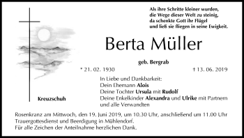 Anzeige von Berta Müller von MGO