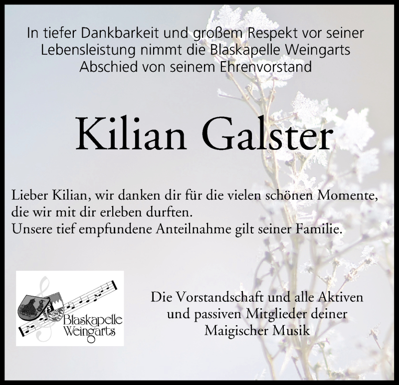  Traueranzeige für Kilian Galster vom 22.06.2019 aus MGO