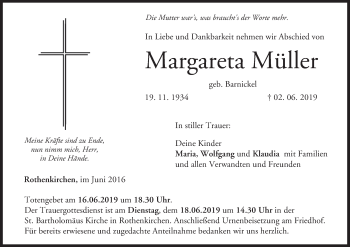 Anzeige von Margareta Müller von MGO