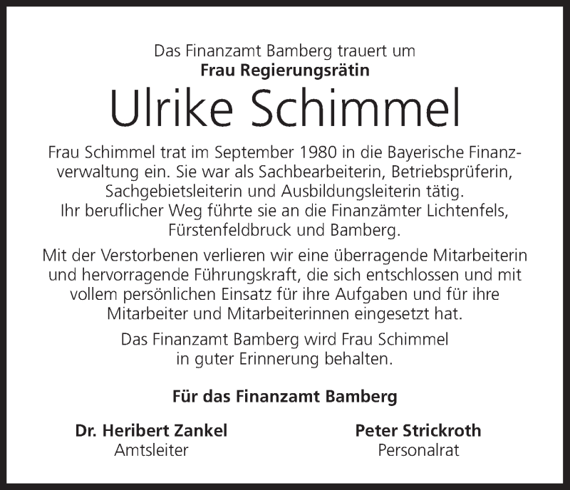 Traueranzeige für Ulrike Schimmel vom 29.06.2019 aus MGO