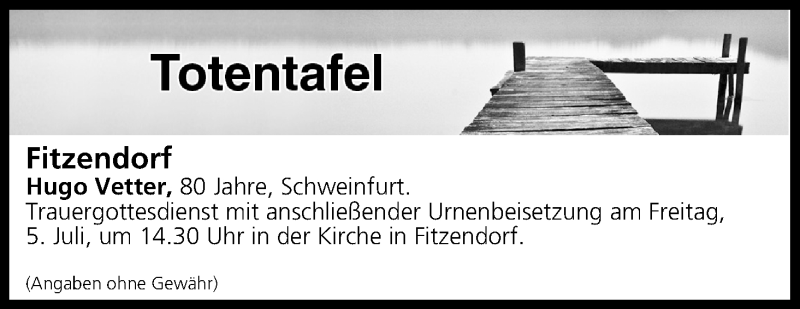  Traueranzeige für Totentafel vom 03.07.2019 vom 03.07.2019 aus MGO