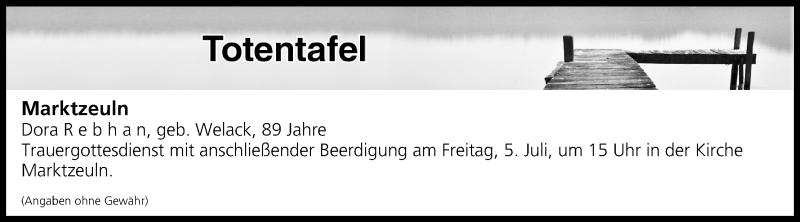  Traueranzeige für Totentafel vom 05.07.2019 vom 05.07.2019 aus MGO