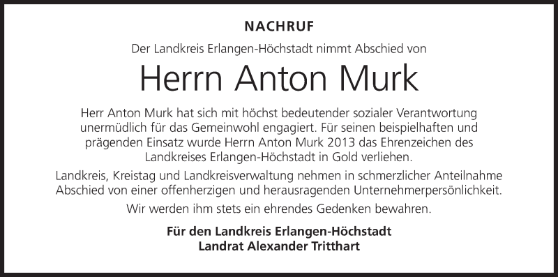  Traueranzeige für Anton Murk vom 16.08.2019 aus MGO