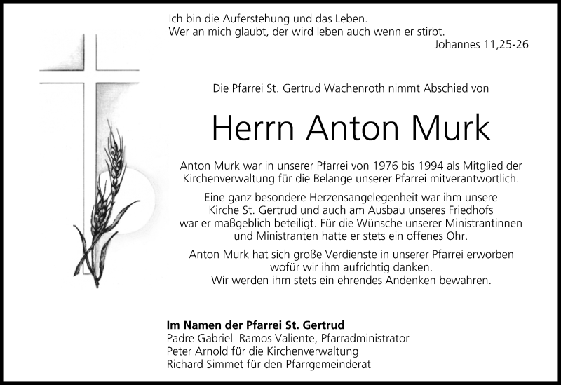  Traueranzeige für Anton Murk vom 15.08.2019 aus MGO