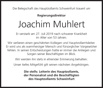 Anzeige von Joachim Muhlert von MGO