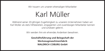 Anzeige von Karl Müller von MGO
