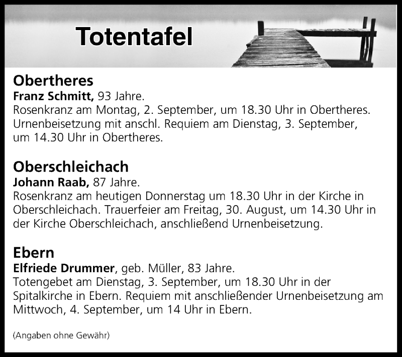  Traueranzeige für Totentafel vom 29.08.2019 vom 29.08.2019 aus MGO