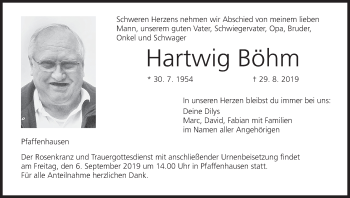 Anzeige von Hartwig Böhm von MGO