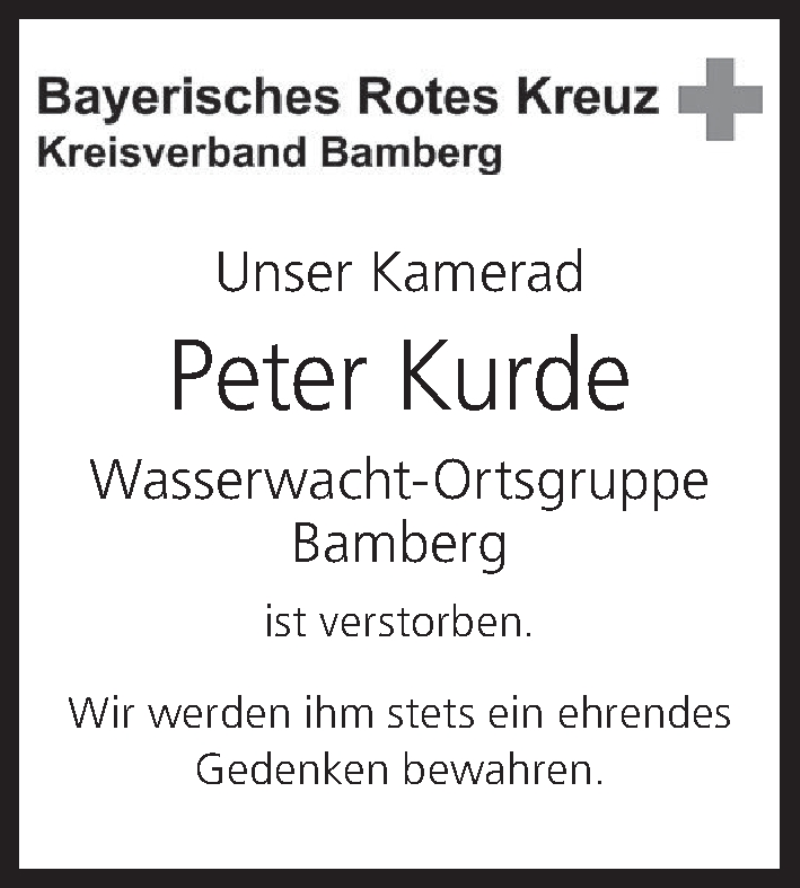  Traueranzeige für Peter Kurde vom 31.01.2020 aus MGO