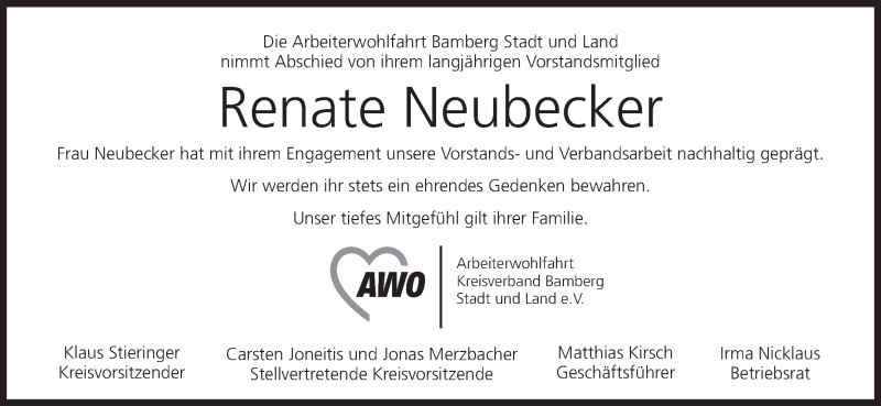  Traueranzeige für Renate Neubecker vom 18.01.2020 aus MGO