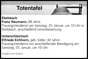 Anzeige von Totentafel vom 24.01.2020 von MGO