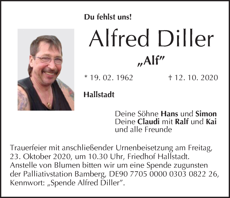  Traueranzeige für Alfred Diller vom 21.10.2020 aus MGO