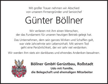 Anzeige von Günter Böllner von MGO