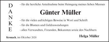 Anzeige von Günter Müller von MGO