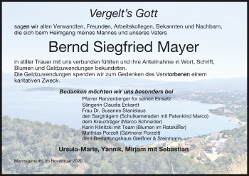 Anzeige von Bernd Siegfried Mayer von MGO
