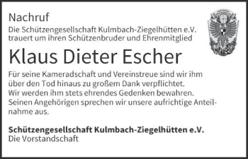 Anzeige von Klaus-Dieter Escher von MGO
