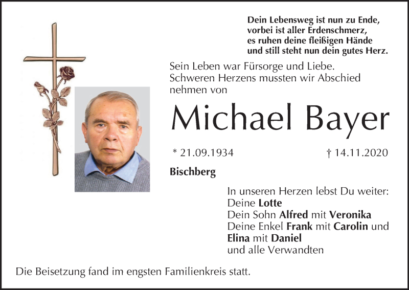  Traueranzeige für Michael Bayer vom 28.11.2020 aus MGO
