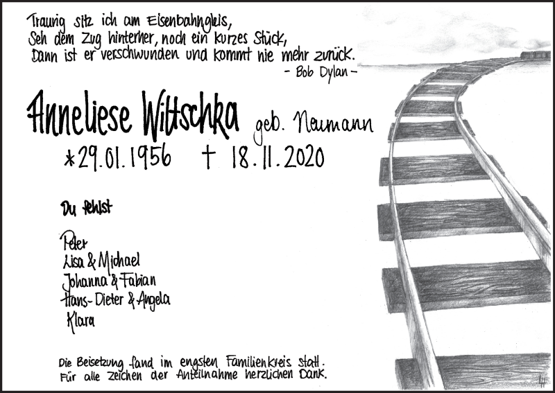  Traueranzeige für Anneliese Wiltschka vom 12.12.2020 aus MGO