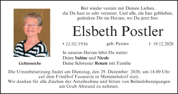 Anzeige von Elsbeth Postler von MGO