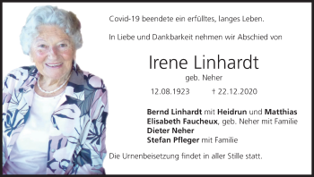 Anzeige von Irene Linhardt von MGO