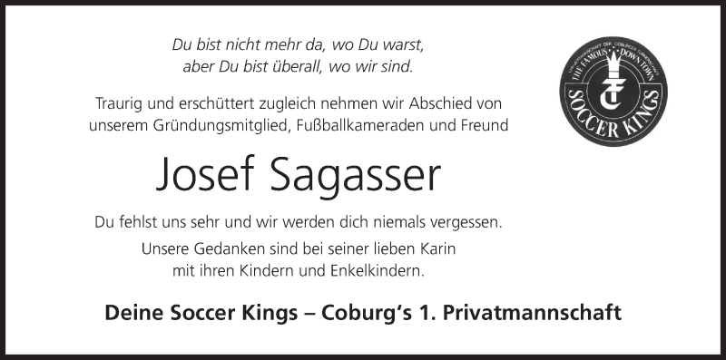  Traueranzeige für Josef Sagasser vom 19.12.2020 aus MGO