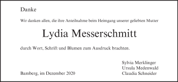 Traueranzeige von Lydia Messerschmitt