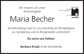 Anzeige von Maria Becher von MGO