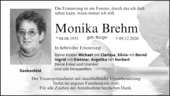 Anzeige von Monika Brehm von MGO