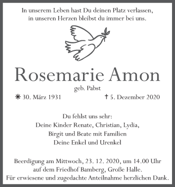 Anzeige von Rosemarie Amon von MGO