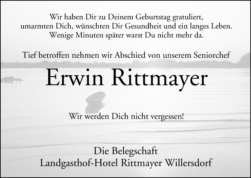  Traueranzeige für Erwin Rittmayer vom 27.02.2020 aus MGO