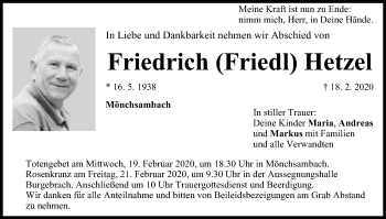 Anzeige von Friedrich Hetzel von MGO