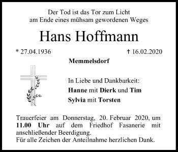 Anzeige von Hans Hoffmann von MGO