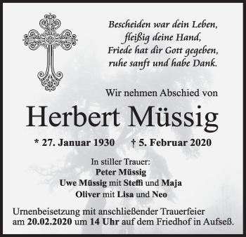 Anzeige von Herbert Müssing von MGO