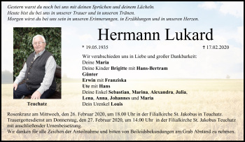 Anzeige von Hermann Lukard von MGO