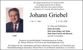 Anzeige von Johann Griebel von MGO