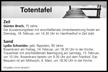 Anzeige von Totentafel vom 14.02.2020 von MGO