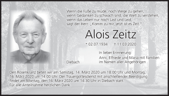 Anzeige von Alois Zeitz von MGO