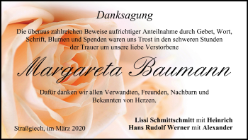 Anzeige von Margareta Baumann von MGO