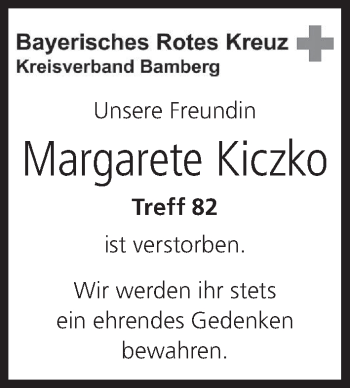 Anzeige von Margarete Kiczko von MGO